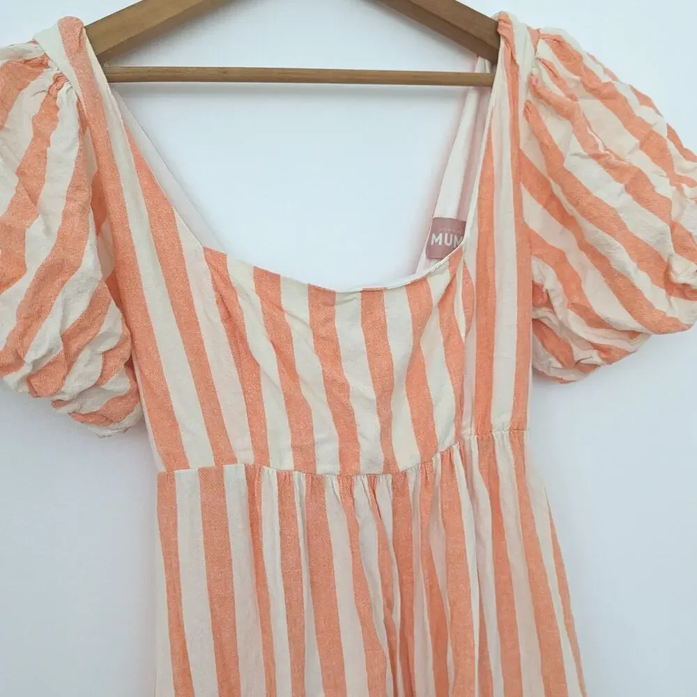 Show Me Your Mumu Dress Women's Size Medium Linds Puff Sleeve Midi Dreamsicle - Picture 2 of 6